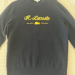 Lacoste Men's Crew Neck Embroidered Lettered Wool And Cotton Sweater